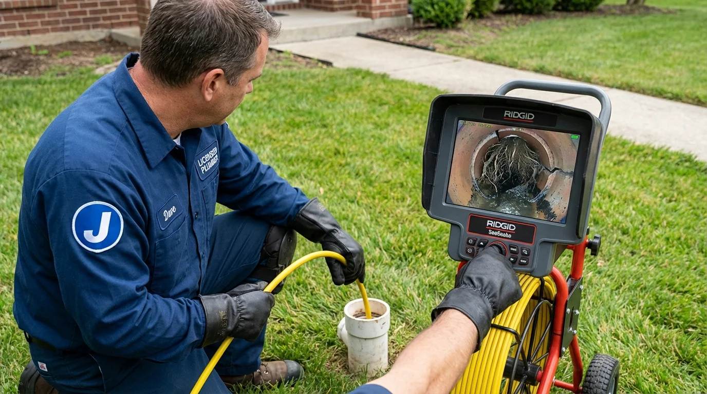 Sewer camera inspection being performed by Johns Plumbing LLC in Hatfield